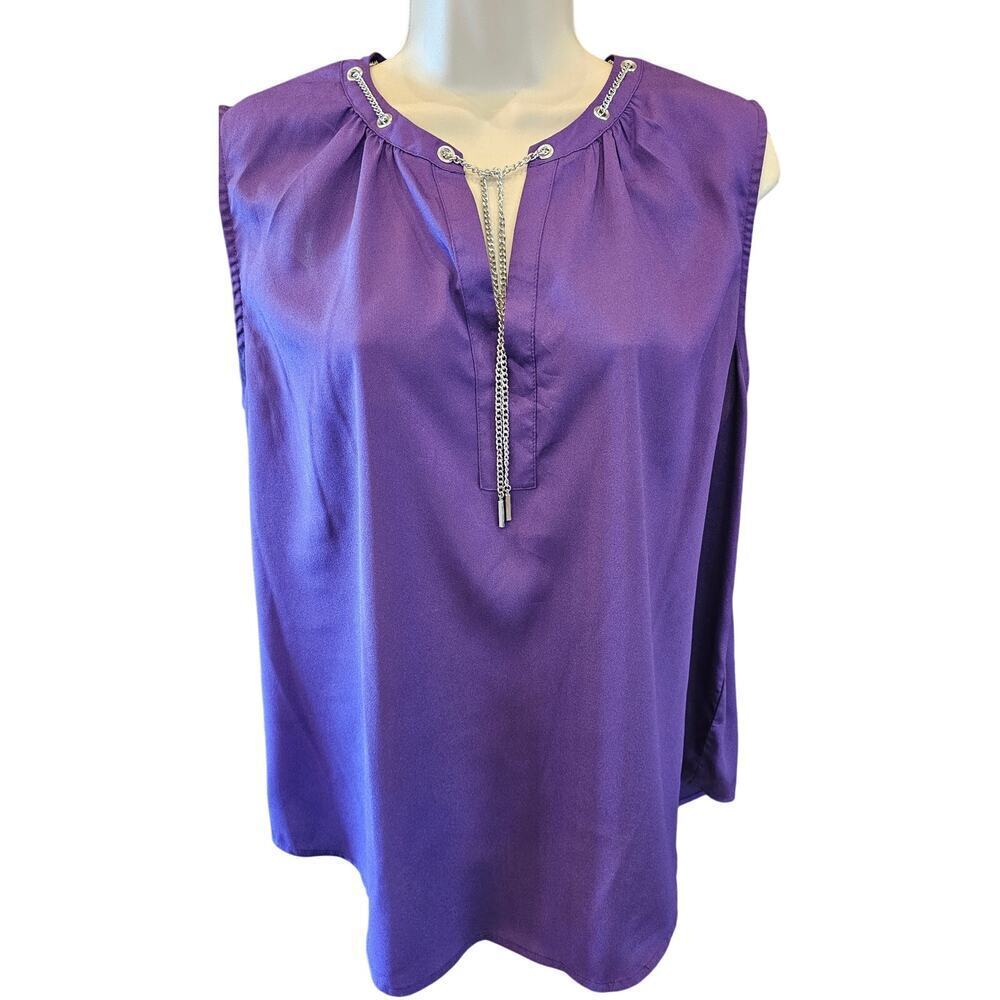 Nyco sz XL purple sleevless silver chain inspired collar career business casual
